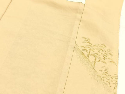 平和屋着物●豪華色留袖　寿光織　飛鶴花文　金糸　正絹　逸品　BAAX9765yc