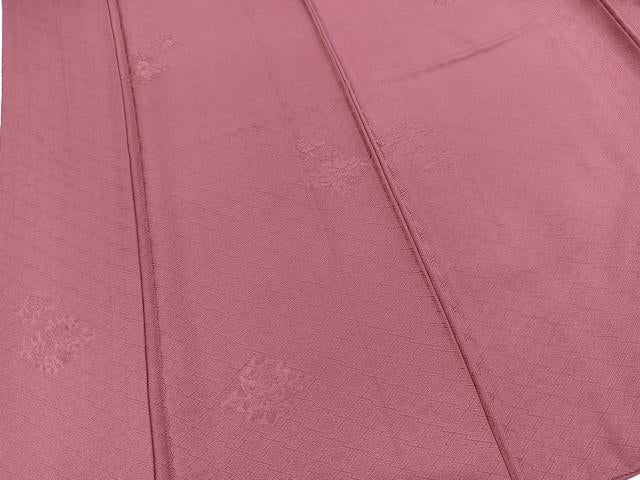 平和屋着物■上質な色無地　松皮菱花地紋　浅蘇芳色　正絹　逸品　BAAX9772yc
