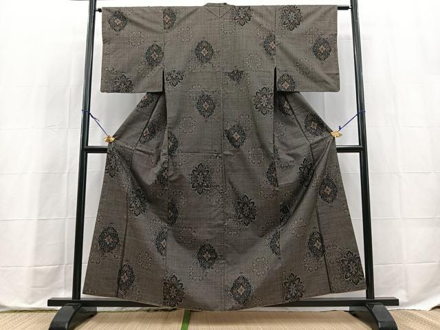 平和屋着物●本場大島紬　7マルキ　正倉院花文　正絹　逸品　BAAX9774yc