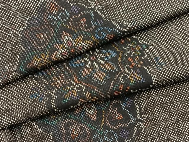 平和屋着物●本場大島紬　7マルキ　正倉院花文　正絹　逸品　BAAX9774yc