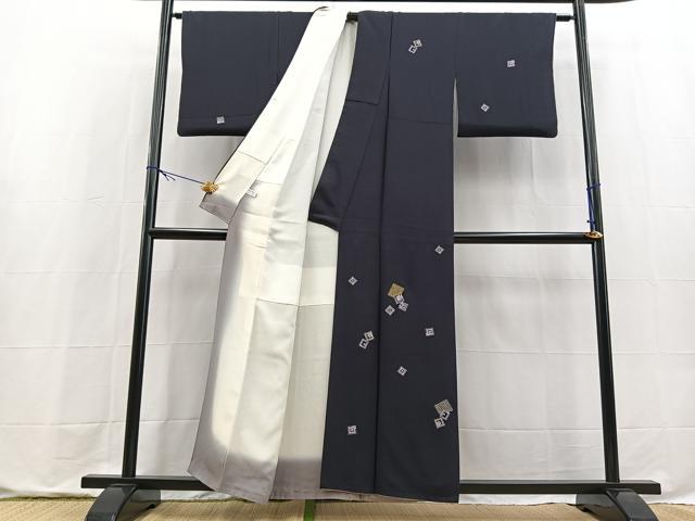 平和屋着物●訪問着　総刺繍　色紙桜文　金糸　正絹　逸品　BAAX9775yc
