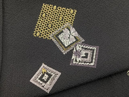 平和屋着物●訪問着　総刺繍　色紙桜文　金糸　正絹　逸品　BAAX9775yc