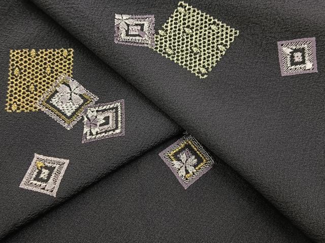 平和屋着物●訪問着　総刺繍　色紙桜文　金糸　正絹　逸品　BAAX9775yc