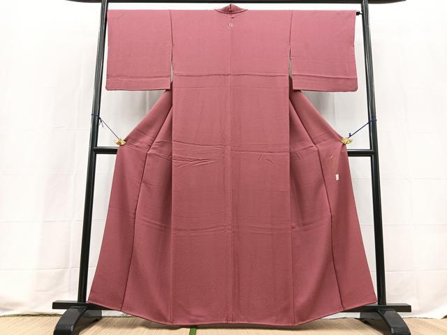 平和屋着物■上質な色無地　作家物　紋意匠　浅蘇芳色　正絹　逸品　BAAX9777yc