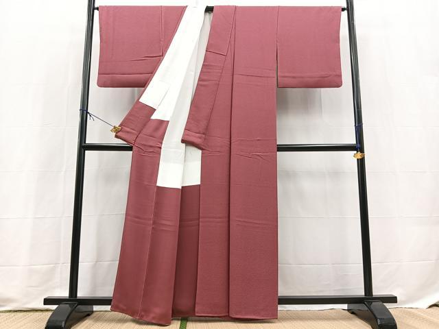 平和屋着物■上質な色無地　作家物　紋意匠　浅蘇芳色　正絹　逸品　BAAX9777yc
