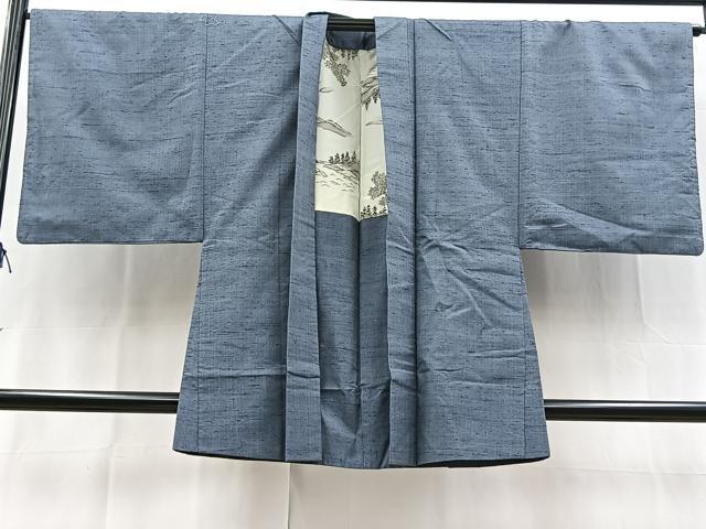 平和屋着物＃男性　羽織　紬　薄花色　正絹　逸品　BAAX9782yc