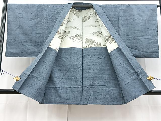 平和屋着物＃男性　羽織　紬　薄花色　正絹　逸品　BAAX9782yc