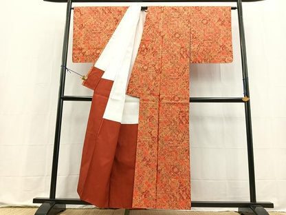 平和屋着物■本場染大島紬　切嵌更紗動物花文　正絹　逸品　BAAX9790yc