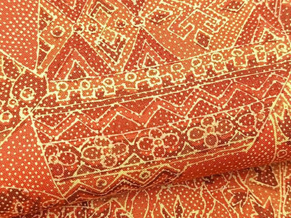 平和屋着物■本場染大島紬　切嵌更紗動物花文　正絹　逸品　BAAX9790yc
