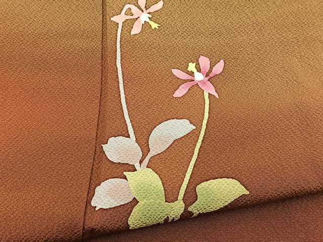 平和屋着物■訪問着　ろうけつ染め　草花文　暈し染め　草花文　正絹　逸品　BAAX9792yc
