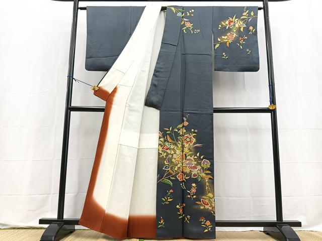平和屋着物●訪問着　更紗花鳥文　金彩　正絹　逸品　BAAX9800yc