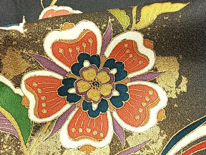平和屋着物●訪問着　更紗花鳥文　金彩　正絹　逸品　BAAX9800yc