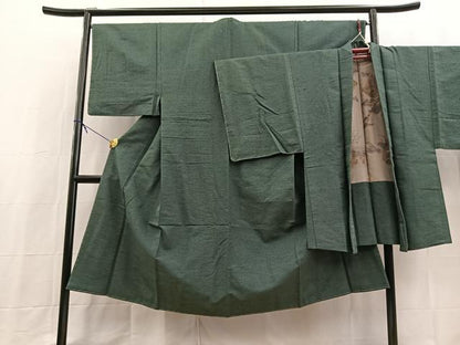 平和屋着物■男性　紬　アンサンブル　長羽織　霞文　正絹　逸品　BAAX9801yc