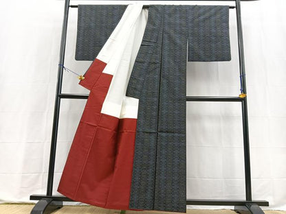 平和屋着物■本場大島紬　幾何学花文　正絹　逸品　BAAX9803yc