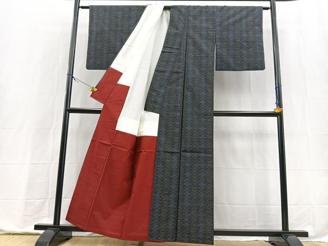平和屋着物■本場大島紬　幾何学花文　正絹　逸品　BAAX9803yc