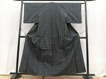 平和屋着物■本場大島紬　幾何学花文　正絹　逸品　BAAX9803yc