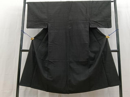 平和屋着物■男性　紬　黒地　正絹　逸品　BAAX9805yc