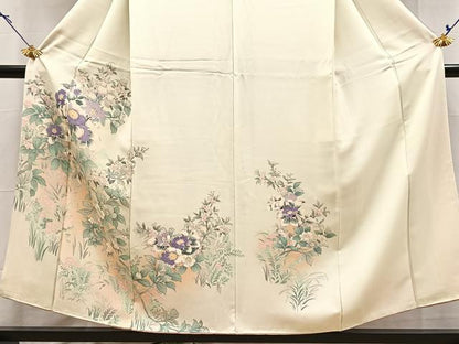 平和屋着物■訪問着　手描き　草花文　暈し染め　正絹　逸品　BAAX9806yc