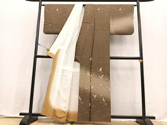 平和屋着物■訪問着　文箱梅文　暈し染め　金彩　正絹　逸品　BAAX9809yc