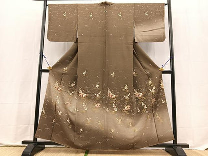 平和屋着物■訪問着　文箱梅文　暈し染め　金彩　正絹　逸品　BAAX9809yc