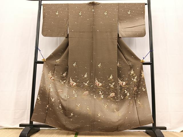 平和屋着物■訪問着　文箱梅文　暈し染め　金彩　正絹　逸品　BAAX9809yc