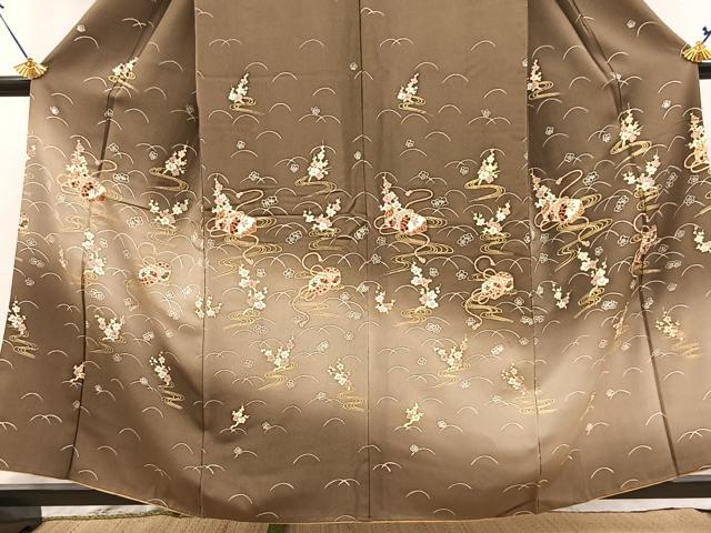 平和屋着物■訪問着　文箱梅文　暈し染め　金彩　正絹　逸品　BAAX9809yc