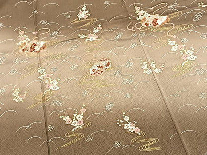 平和屋着物■訪問着　文箱梅文　暈し染め　金彩　正絹　逸品　BAAX9809yc