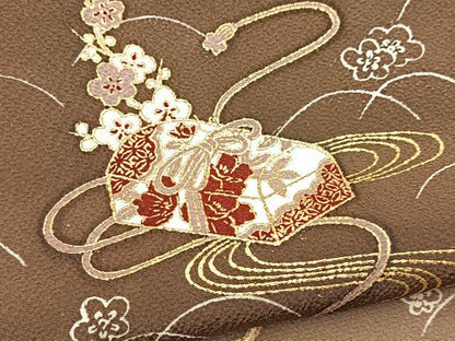 平和屋着物■訪問着　文箱梅文　暈し染め　金彩　正絹　逸品　BAAX9809yc