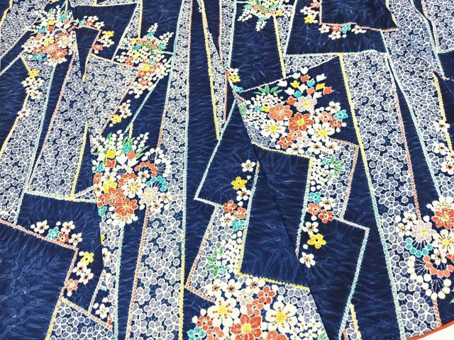 平和屋着物■上質な小紋　絞り　幾何学花文　正絹　逸品　BAAX9812yc