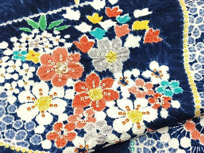 平和屋着物■上質な小紋　絞り　幾何学花文　正絹　逸品　BAAX9812yc