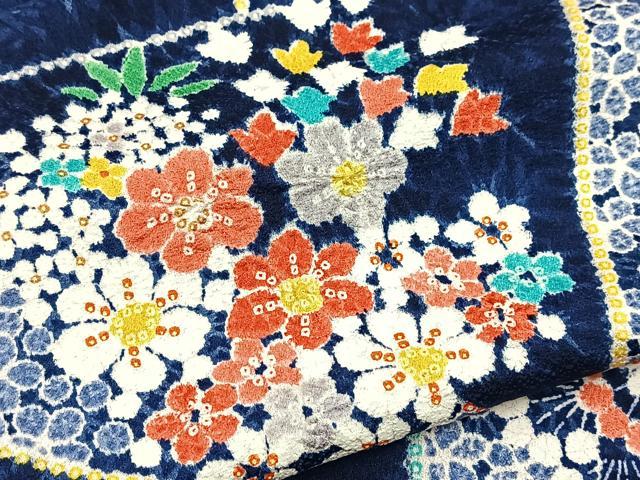 平和屋着物■上質な小紋　絞り　幾何学花文　正絹　逸品　BAAX9812yc