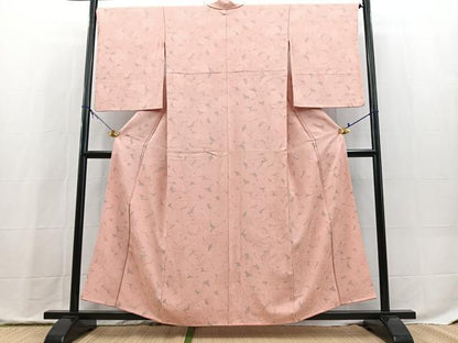 平和屋着物●上質な小紋　地紋起こし　草葉文　正絹　逸品　BAAX9813yc