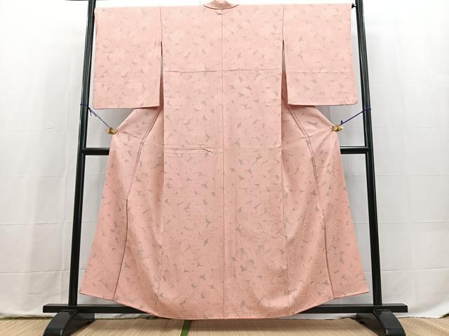 平和屋着物●上質な小紋　地紋起こし　草葉文　正絹　逸品　BAAX9813yc