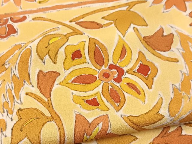 平和屋着物■訪問着　作家物　手描き　更紗花文　正絹　逸品　BAAX9814yc