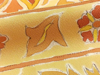 平和屋着物■訪問着　作家物　手描き　更紗花文　正絹　逸品　BAAX9814yc