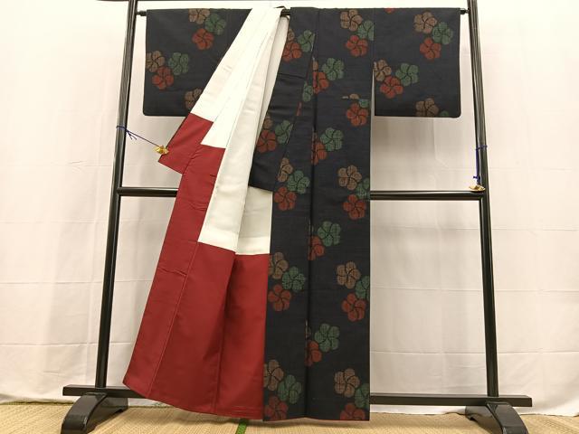 平和屋着物■上質な紬　捻梅　正絹　逸品　BAAX9815yc