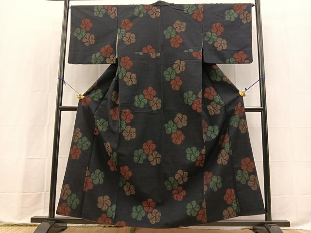 平和屋着物■上質な紬　捻梅　正絹　逸品　BAAX9815yc