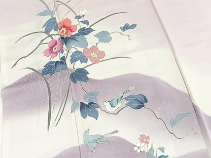 平和屋着物■訪問着　花鳥文　暈し染め　正絹　逸品　BAAX9816yc