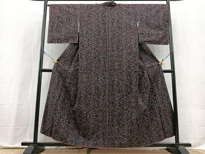 平和屋着物■本場大島紬　7マルキ　草花文　正絹　逸品　未使用　BAAX9817yc