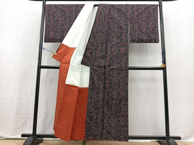 平和屋着物■本場大島紬　7マルキ　草花文　正絹　逸品　未使用　BAAX9817yc