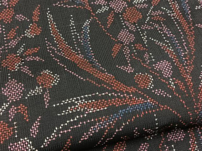 平和屋着物■本場大島紬　7マルキ　草花文　正絹　逸品　未使用　BAAX9817yc
