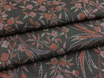 平和屋着物■本場大島紬　7マルキ　草花文　正絹　逸品　未使用　BAAX9817yc