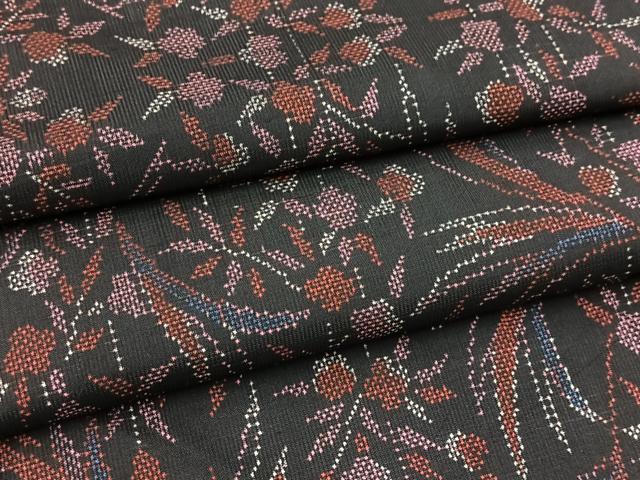 平和屋着物■本場大島紬　7マルキ　草花文　正絹　逸品　未使用　BAAX9817yc