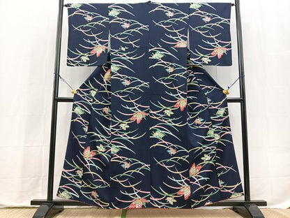 平和屋着物■上質な小紋　舞蝶芝草文　正絹　逸品　BAAX9818yc