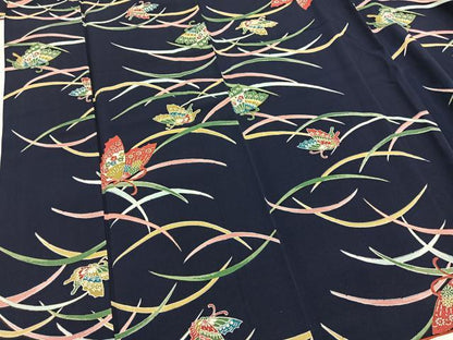 平和屋着物■上質な小紋　舞蝶芝草文　正絹　逸品　BAAX9818yc