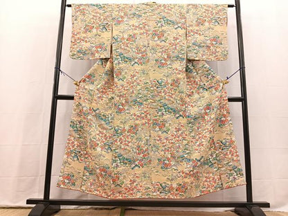 平和屋着物■上質な小紋　松竹梅御所解花文　正絹　逸品　BAAX9822yc