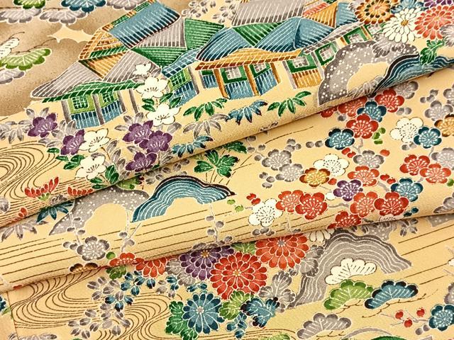 平和屋着物■上質な小紋　松竹梅御所解花文　正絹　逸品　BAAX9822yc