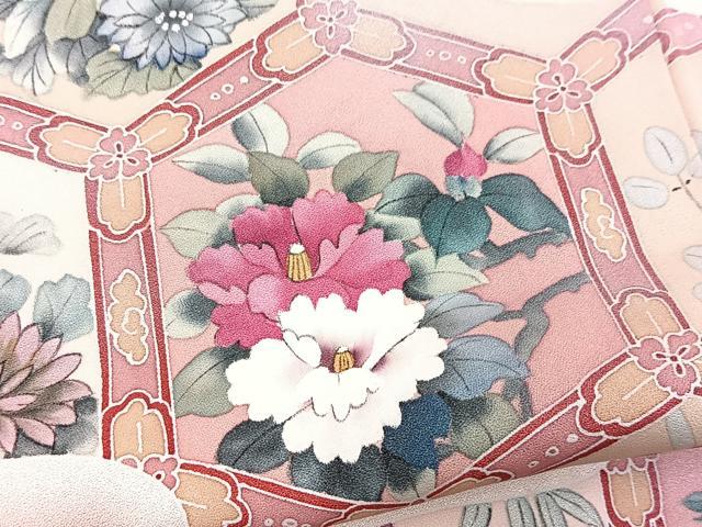 平和屋着物■訪問着　手描き　亀甲花文　暈し染め　銀彩　正絹　逸品　BAAX9823yc