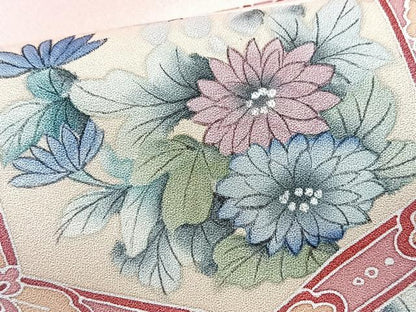 平和屋着物■訪問着　手描き　亀甲花文　暈し染め　銀彩　正絹　逸品　BAAX9823yc