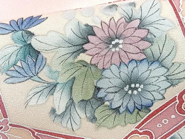 平和屋着物■訪問着　手描き　亀甲花文　暈し染め　銀彩　正絹　逸品　BAAX9823yc